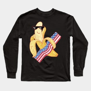 Proud to be an American 4th of July Banana Meme Long Sleeve T-Shirt